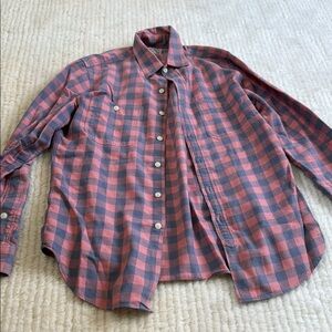 J. Crew Casual Pink and Blue Checkered Shirt 100% Cotton Flannel Size Small